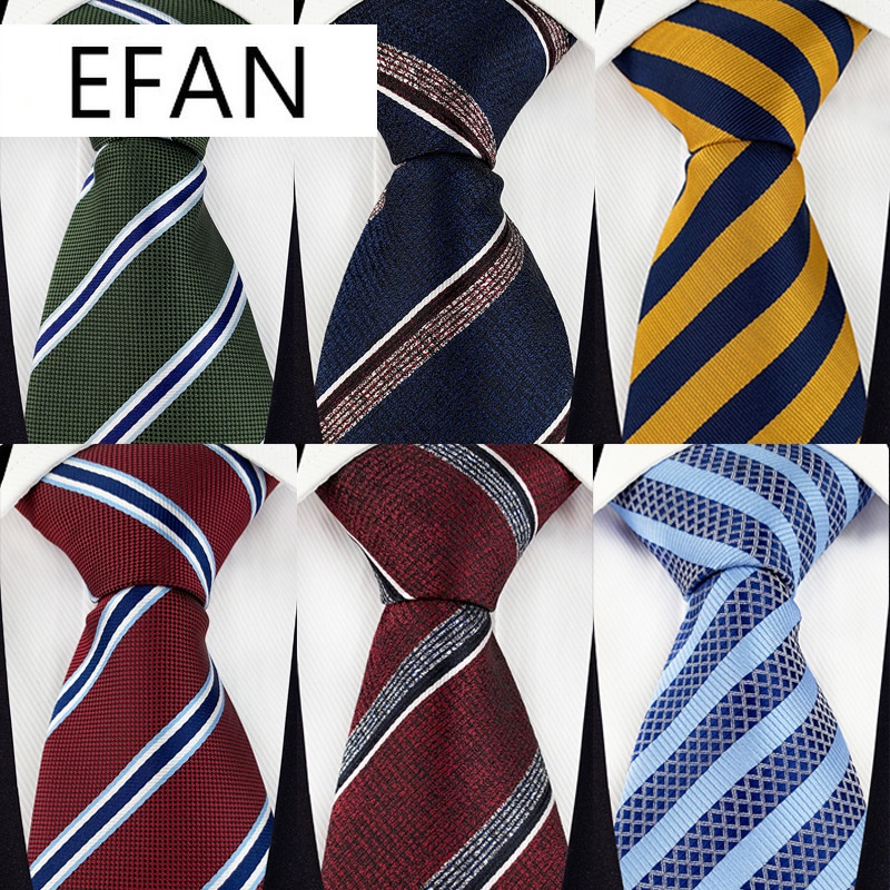 Cà vạt lụa 8cm màu xanh dương / đen / xám / xanh lá / xanh navy kẻ sọc dáng ôm dành cho nam