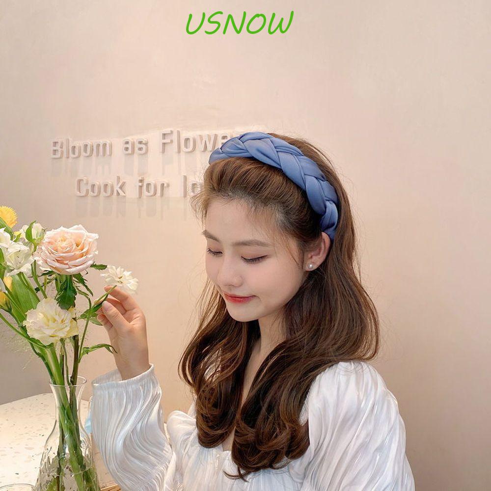 Băng Đô Cài Tóc Thắt Nút Chéo Màu Trơn Không Trượt Phong Cách Vintage Thanh Lịch Cho Nữ