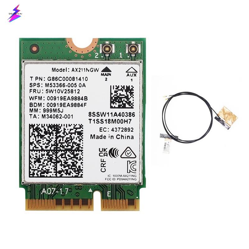 WiFi 6E AX211NGW Tri Band 2.4G / 5G / 6Ghz Thẻ Wifi mạng không dây cho Bluetooth 5.2 AX211 M.2 KeyE 