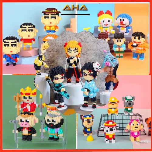 Trọn bộ Mô hình lắp ráp Đồ chơi cho bé decor Bộ Doremon Onepiece, Thanh gươm quỷ diệt, Marvel
