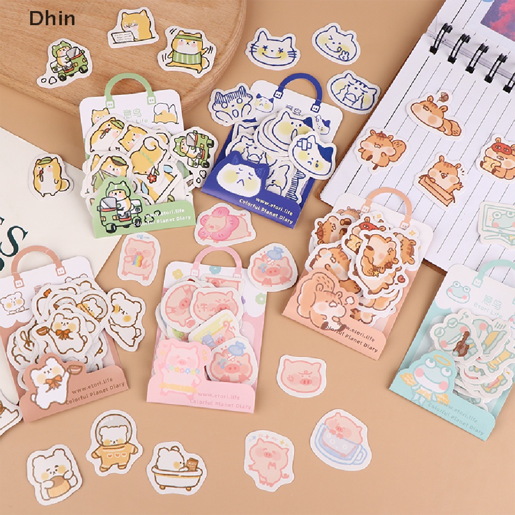 Bộ 40 Miếng Dán Hình Động Vật Dễ Thương Dùng Trang Trí Nhật Ký / Lịch