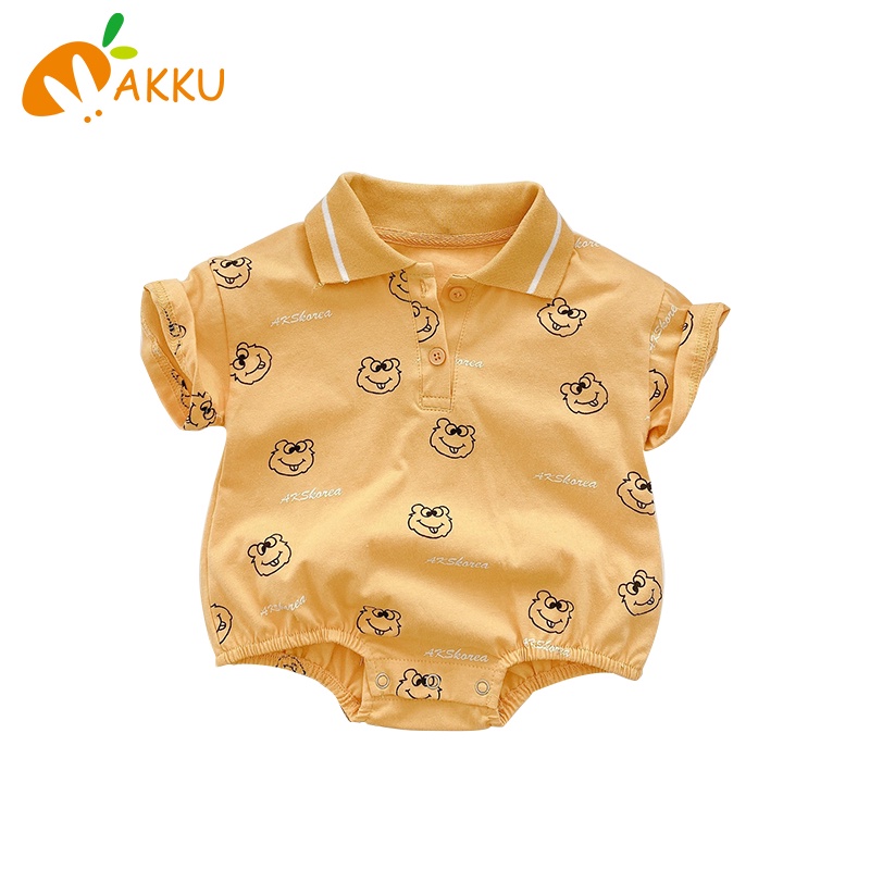 Bộ Áo Liền Quần Ngắn Tay In Chữ Hoạt Hình Cho Bé