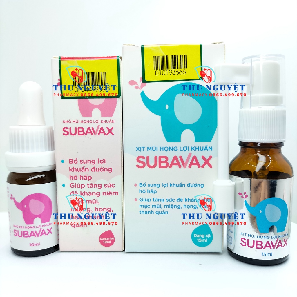Nhỏ & xịt mũi họng SUBAVAX bổ sung lợi khuẩn hô hấp - Giúp giảm nhẹ triệu chứng sổ mũi, ngạt mũi, viêm họng