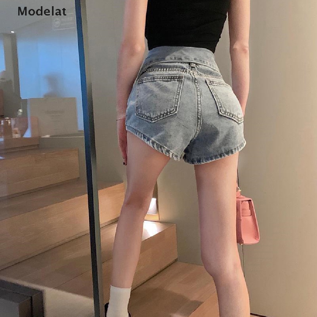 Mfc Quần Short Denim Lưng Cao Thời Trang Đường Phố Mùa Hè Cho Nữ