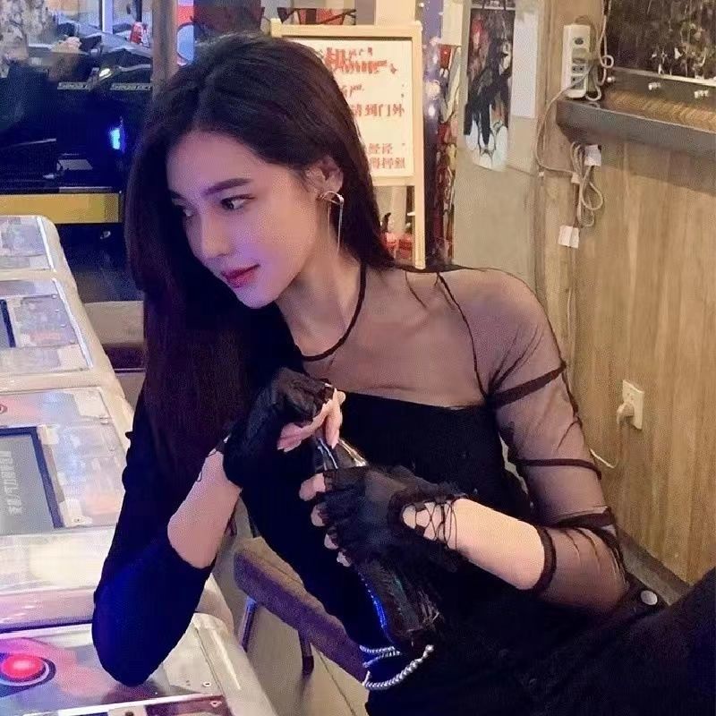 Áo Sơ Mi Tay Dài Dáng Ôm Màu Đen Thời Trang Mùa Thu Xinh Xắn Cho Nữ