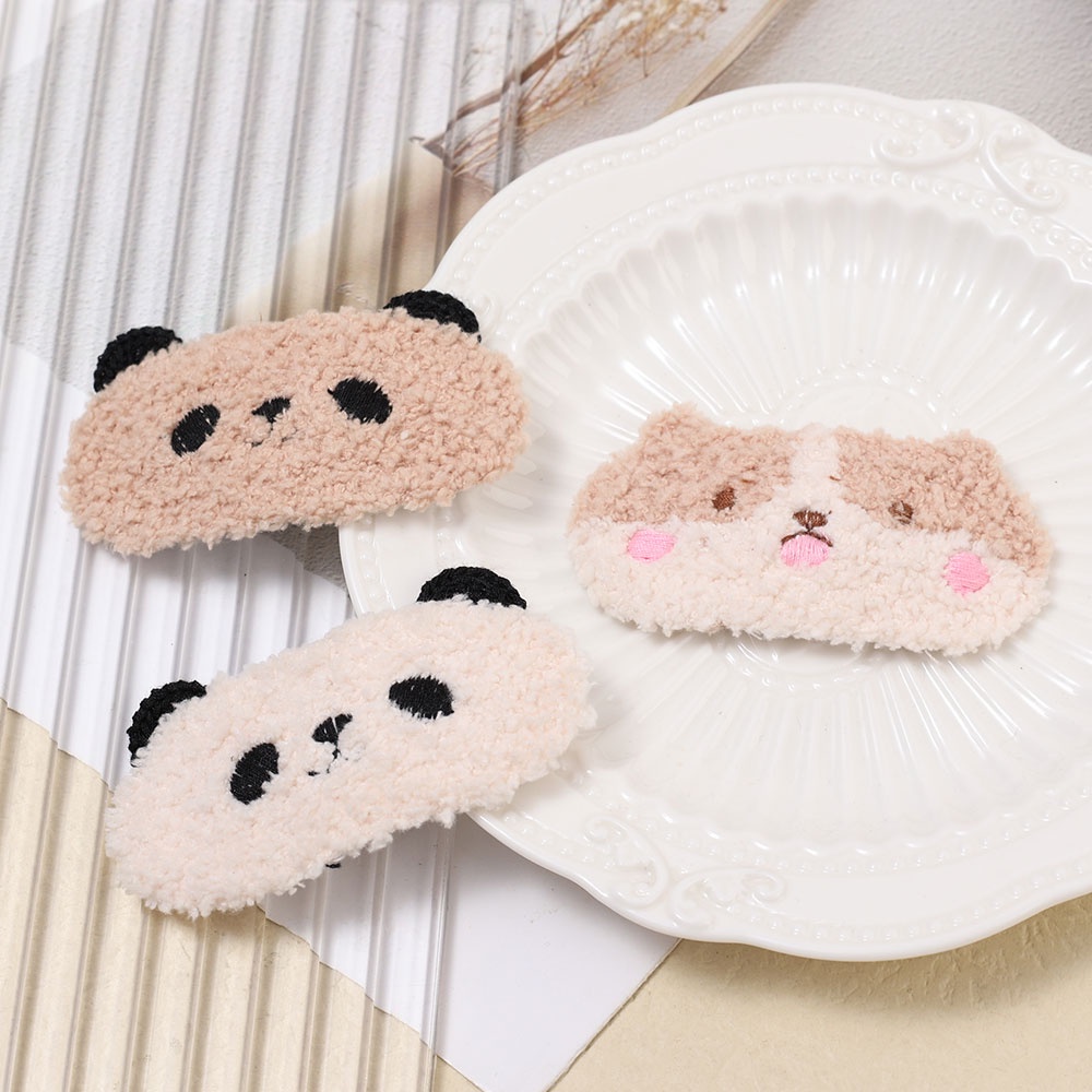 Kẹp Tóc Hình Gấu Trúc Bằng Lông Nhung Dễ Thương Xinh Xắn Cho Bé Gái Giá Đỡ