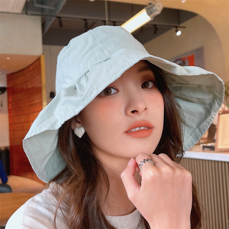 HMH®Mũ bucket hè chất liệu mềm mại có thể gấp gọn ôm mặt phong cách Hàn