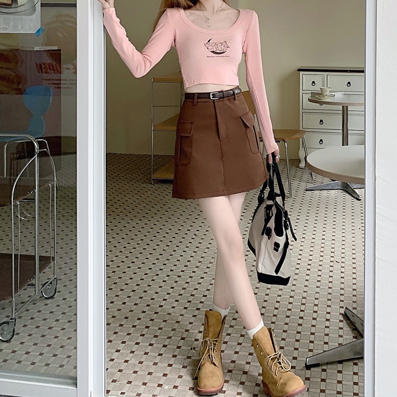 Chân váy SUXI dáng chữ A lưng cao ôm hông thời trang dành cho nữ