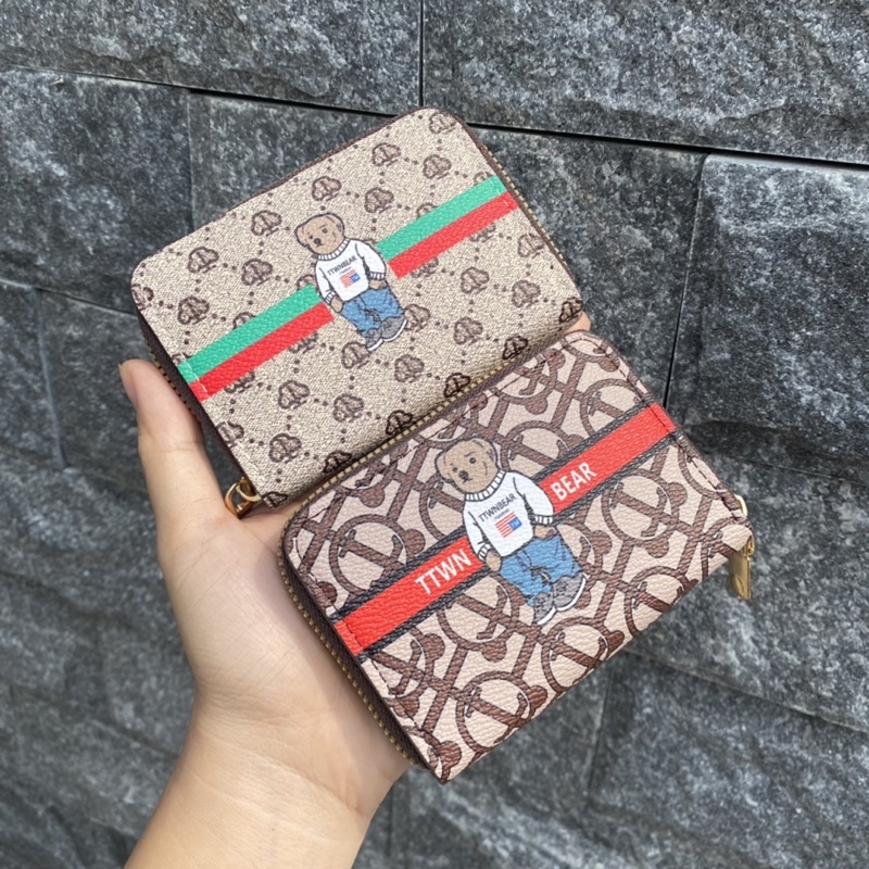 Ví ngắn nữ, ví mini Gấu Nâu