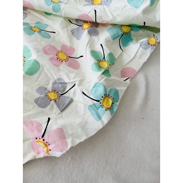 Vải thô cotton hoa lá loại dày dặn may ga gối