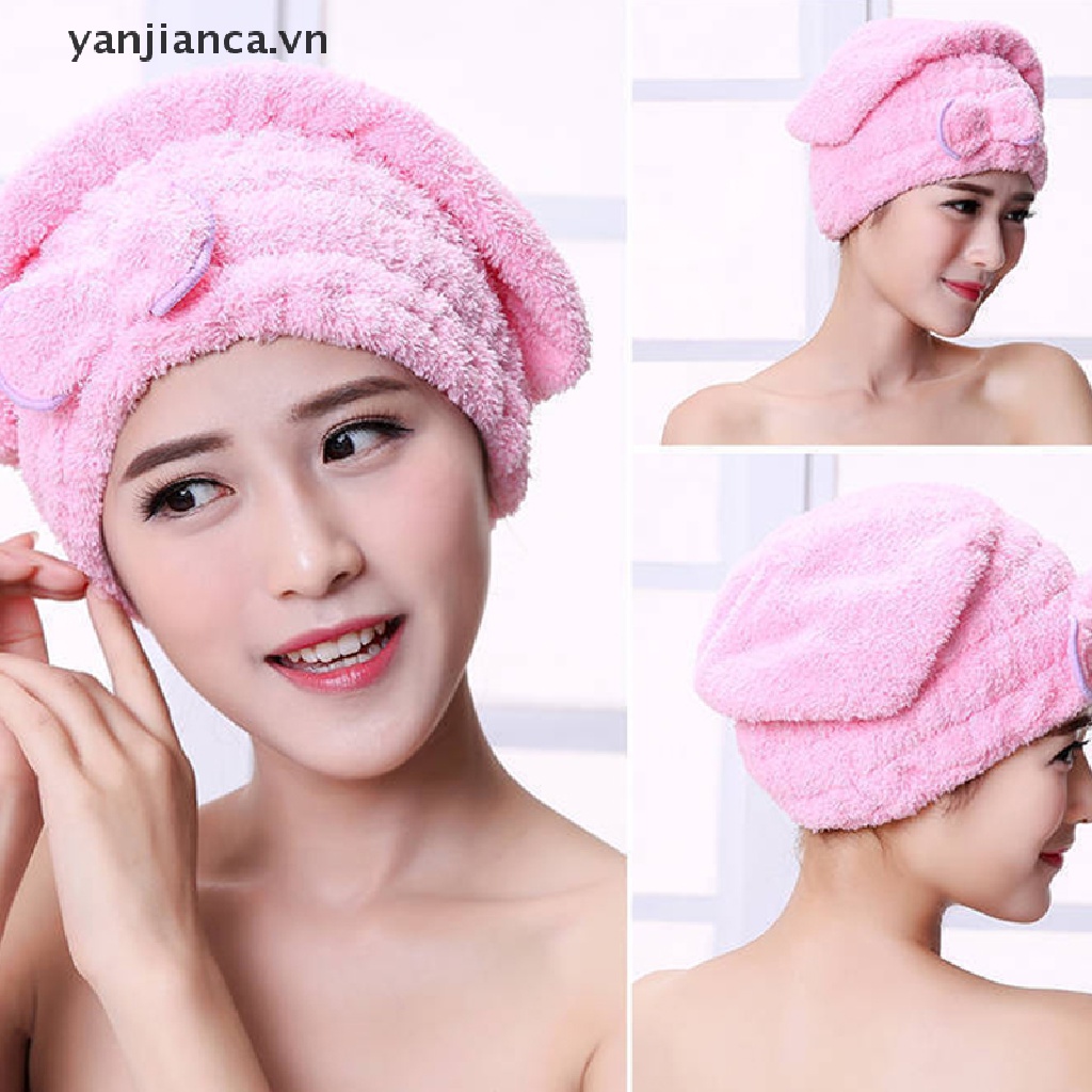 Mũ Tắm Trùm Đầu Bằng Vải Sợi Nhỏ Nhanh Khô Đính Nơ Cho Nữ