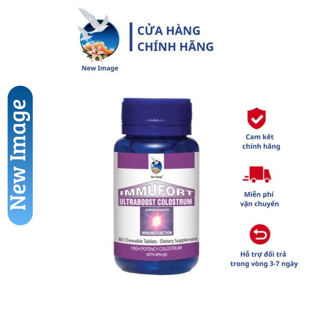 Sữa non cô đặc dạng viên Immufort Ultraboost Colostrum Alpha Lipid nâng cao sức đề kháng (Lọ 60 viên nén)