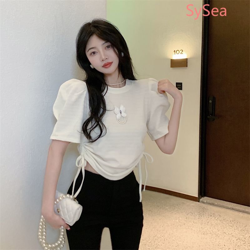 Áo Thun Tay Phồng Phối Dây Rút Thời Trang Mùa Hè Dành Cho Nữ