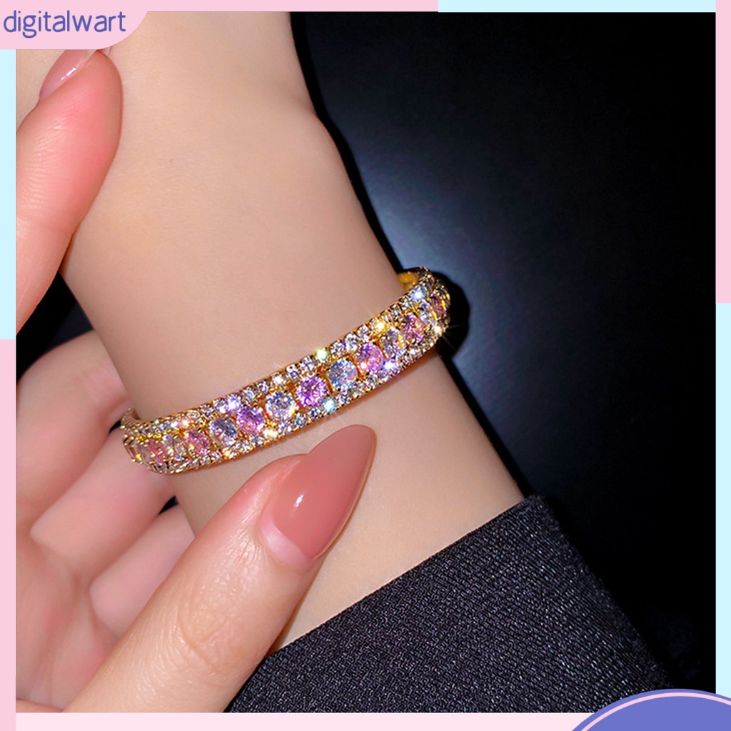 Vòng Tay Chuỗi Hạt Tròn Đính Đá Lấp Lánh Thời Trang Cho Nữ