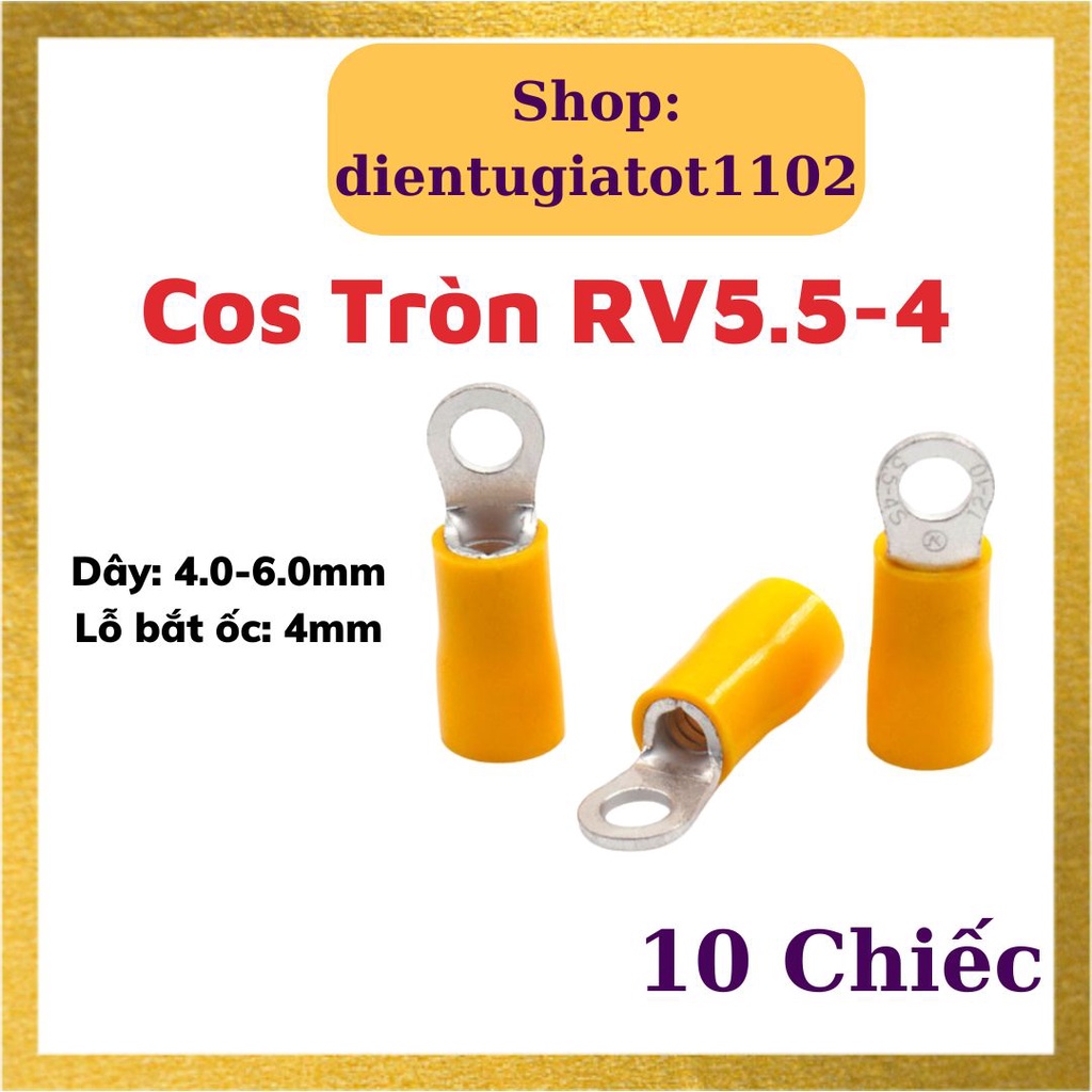 10 Đầu cos tròn rv1.25-4, RV1.25-4, đầu cos dây điện, đầu cos xe máy