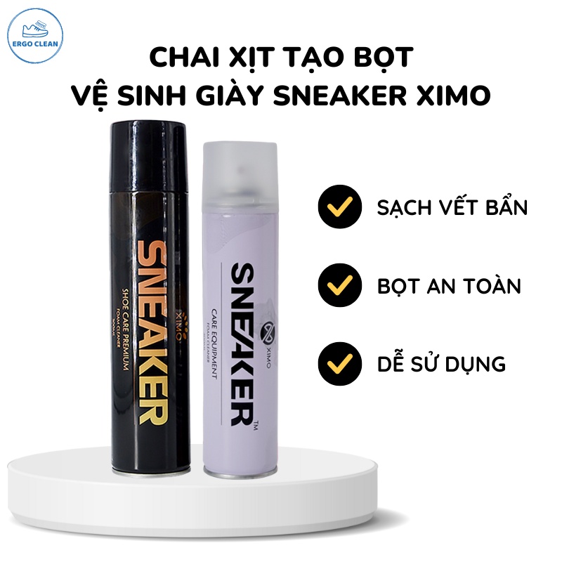 Chai xịt tạo bọt vệ sinh giày Sneaker Ximo cao cấp làm sạch giày và an toàn cho da tay khi sử dụng