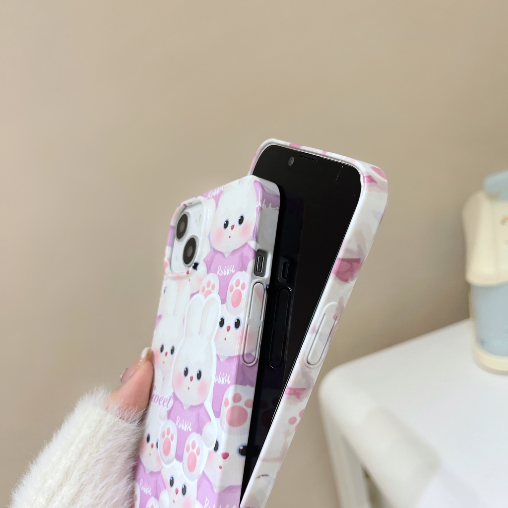 Ốp Điện Thoại PC Cứng Viền TPU Dẻo Họa Tiết Hoạt Hình Chú Thỏ / Gấu Dễ Thương Chống Rơi / Sốc Cho iPhone 14 13 12 11 Pro Max