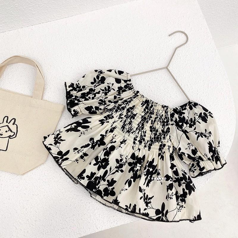 Bộ Áo Tay Ngắn + Quần Ống Loe Họa Tiết Hoa Thời Trang Mùa Hè Xinh Xắn Cho Bé Trai Và Gái