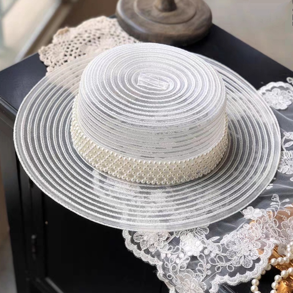 Mũ Lưới Nhũ Đai Ngọc Sang Chảnh