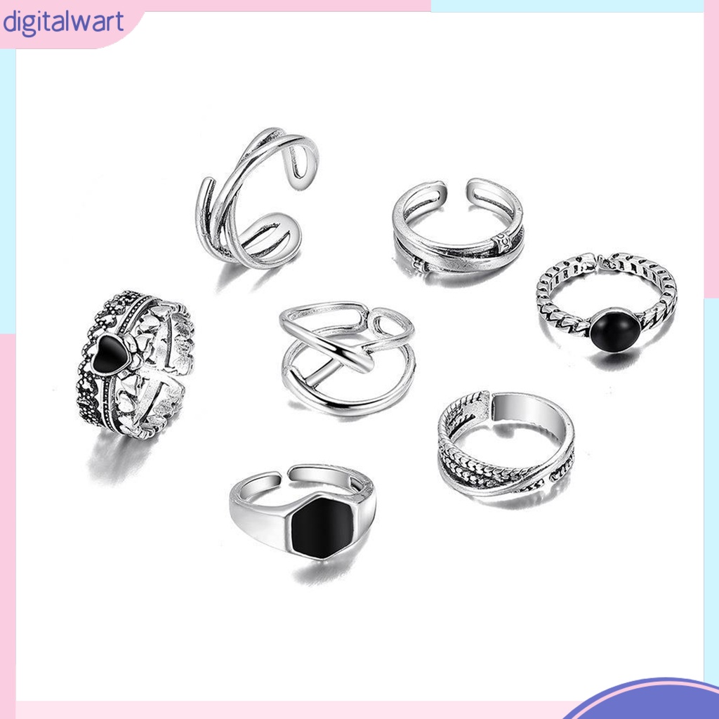 Set 7 Nhẫn Đeo Đốt Ngón Tay Mạ Điện Đính Đá Thời Trang Cho Nữ