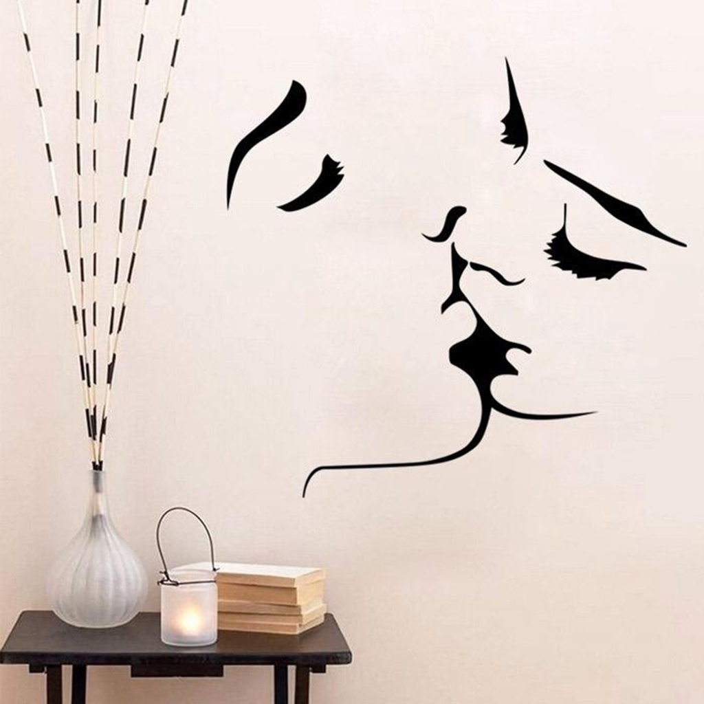 Giấy Dán Tường Bằng PVC In Chữ Kiss Trang Trí Phông Nền Phòng Khách / Ngủ