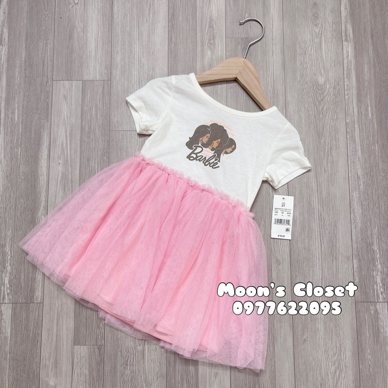 Váy thun phối chân voan Barbie size 18m-5y
