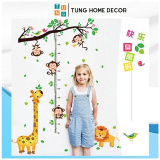 Decal dán tường cho bé học TUNG DECOR SK9128 Thước Đo Chiều Cao Khỉ ST