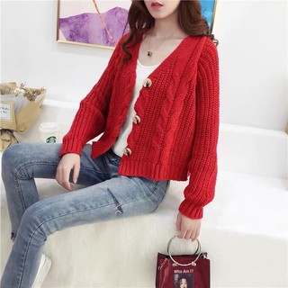 [ORDER] Áo khoác len Cardigan vặn thừng dày dặn 5 màu Ulzzang (có ảnh thật)