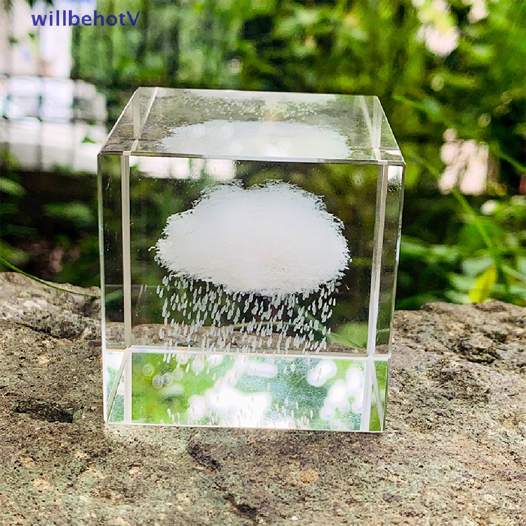 Khối Pha Lê 40mm Chạm Khắc Laser Hình Giọt Nước Mưa Dùng Trang Trí Nhà Cửa