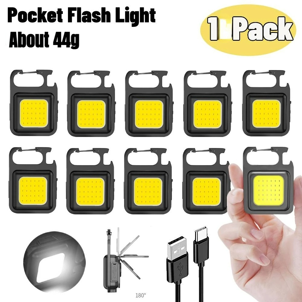 Đèn Pin COB Mini Siêu Sáng Đa Năng Chống Thấm Nước Kèm Móc Khóa Tiện Dụng Mang Theo Du Lịch Cắm Trại