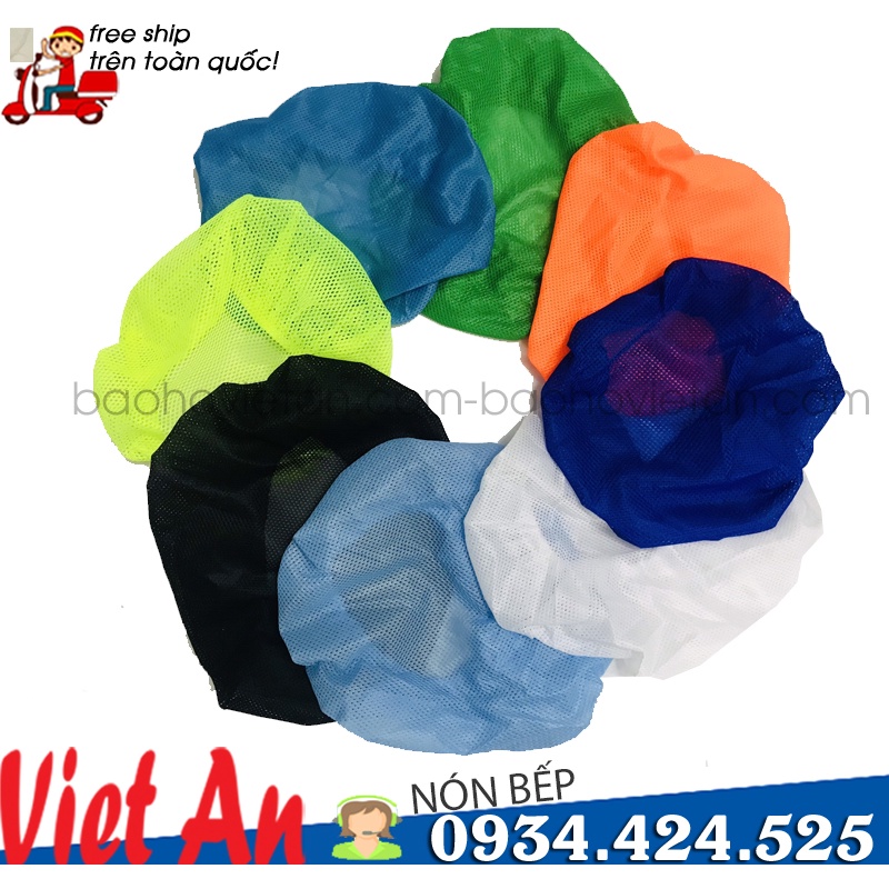 Nón trùm lưới bảo hộ công nhân nhiều màu dành cho thủy sản, thực phẩm thoáng khí_Hàng có sẵn