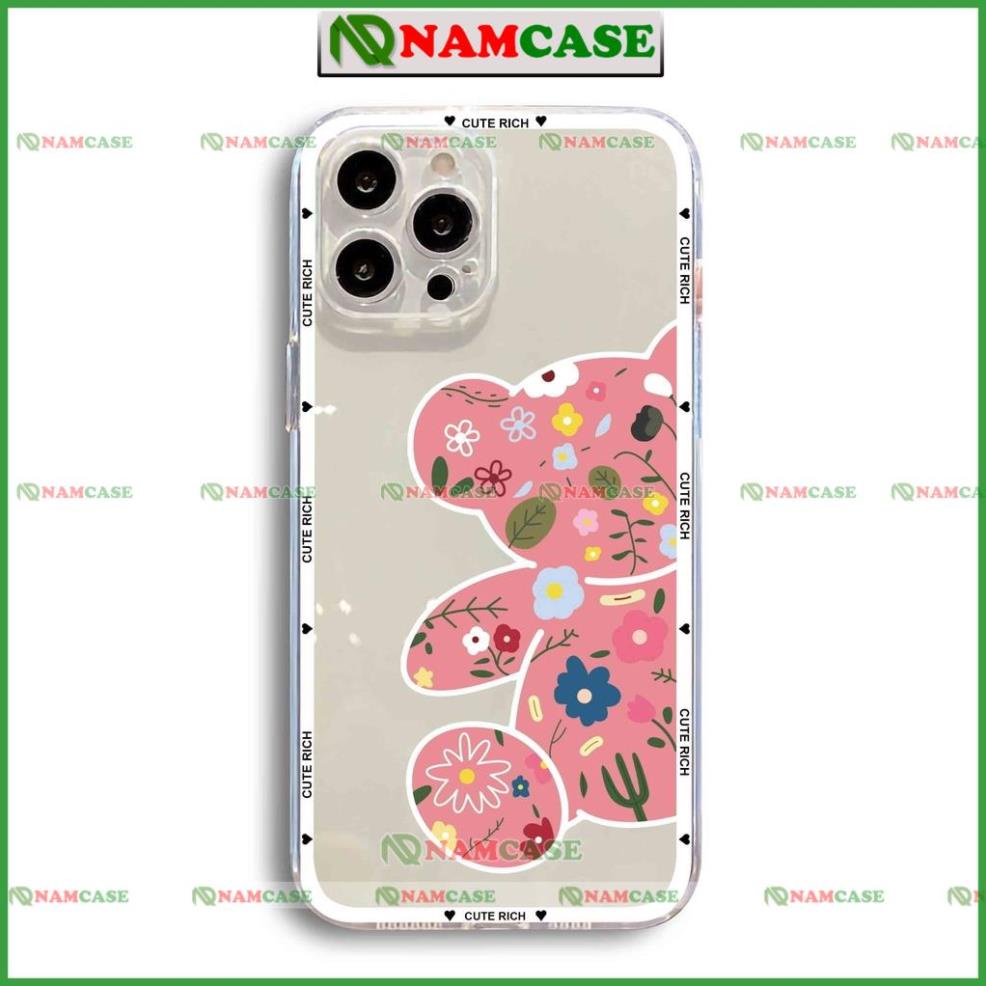 Ốp lưng gấu thỏ cute cạnh vuông chống sốc silicon trong suốt bvc cho iphone ip 6/6s/7/8/X/XS/11/12/13/14 Pro Plus Max