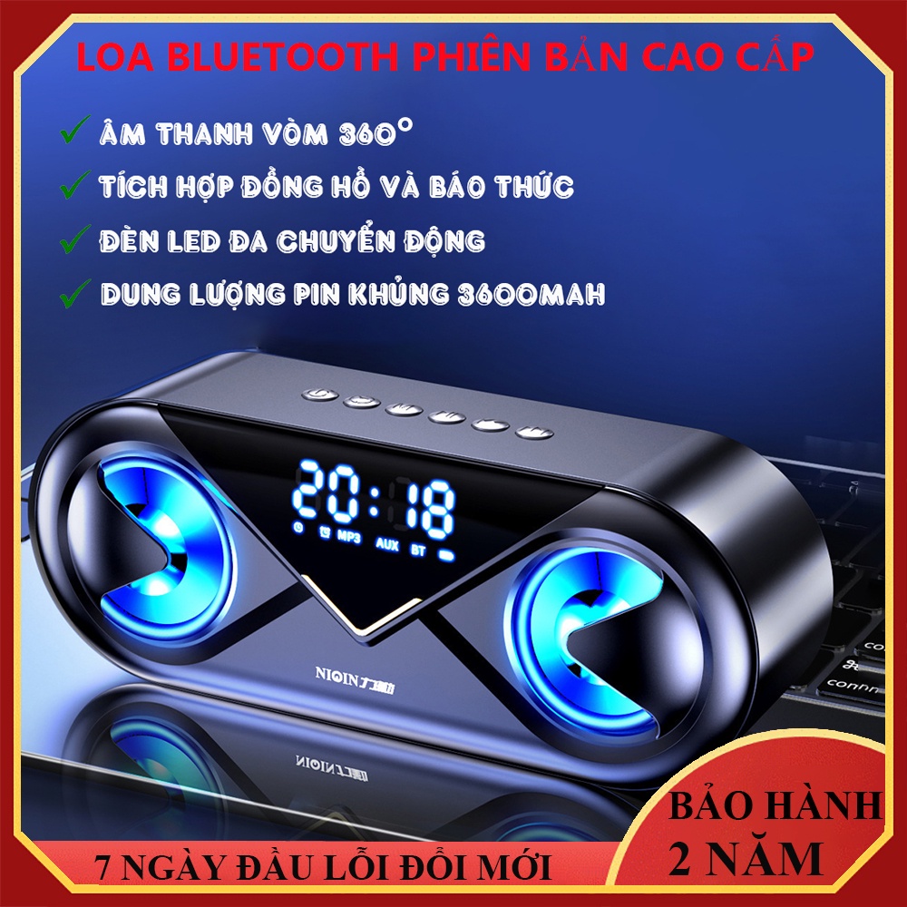 Loa bluetooth mini không dây đa năng tích hợp loa kép bass cực chất, thẻ nhớ, báo thức màn hình led full HD. BH 2 năm | BigBuy360 - bigbuy360.vn