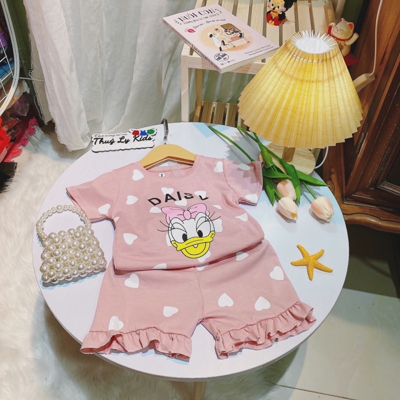 Set bộ cộc tay cho bé gái mẫu vịt DONA, chất cotton mềm mịn, thoáng mát, thấm hút mồ hôi siêu tốt