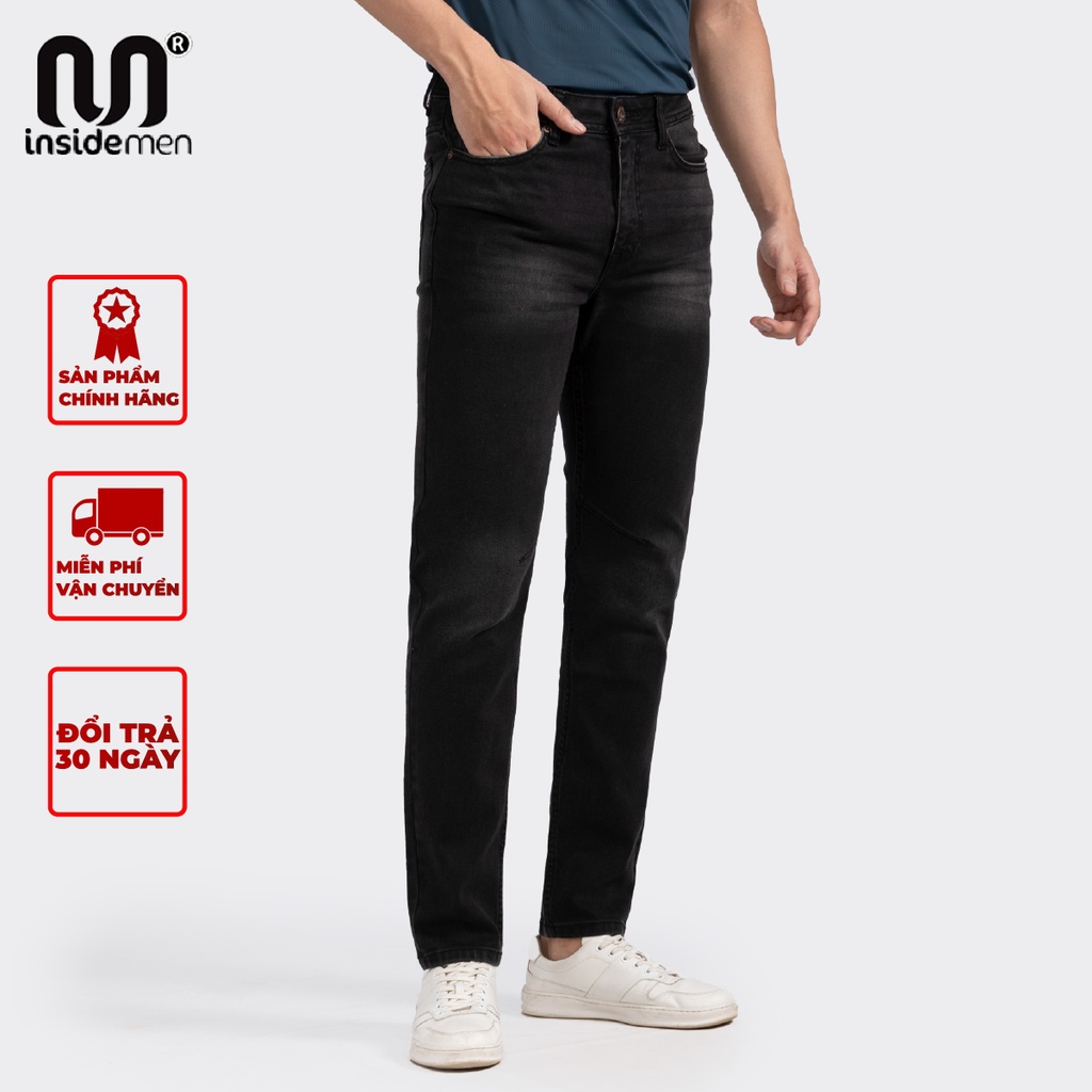 Quần jean nam INSIDEMEN phom dáng Slim Fit vừa vặn tôn dáng basic cao cấp trẻ trung cá tính IJN01202