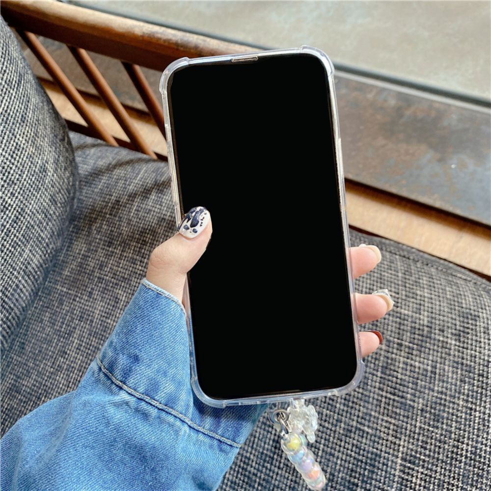 Ốp Điện Thoại TPU Mềm Tráng Gương Họa Tiết Gấu Hoạt Hình Kèm Dây Đeo Cho IPhone 14 13 12 11 Pro Max