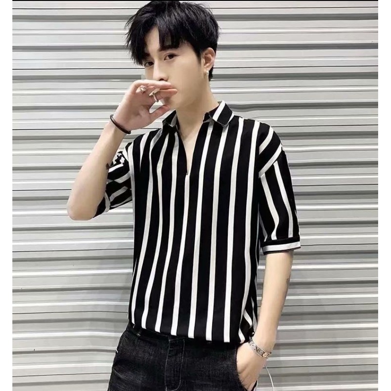 Áo Sơ Mi Tay Dài Dáng Rộng In Họa Tiết Phong Cách Hàn Quốc Thời Trang Cho Nam