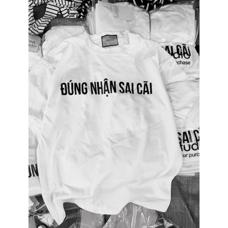 Áo phông tay lỡ chất cotton nam nữ ĐÚNG NHẬN SAI CÃI hottrend form rộng basic , áo thun oversize dáng rộng