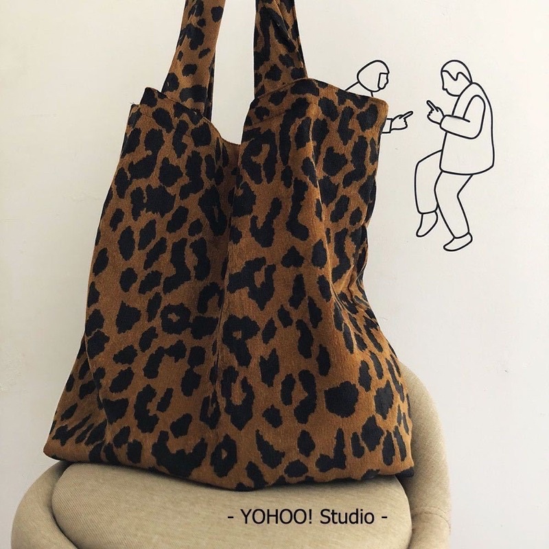 Túi tote túi vải xách tay hoạ tiết da beo báo đốm phong cách Mai Music,túi đeo vai nữ thời trang