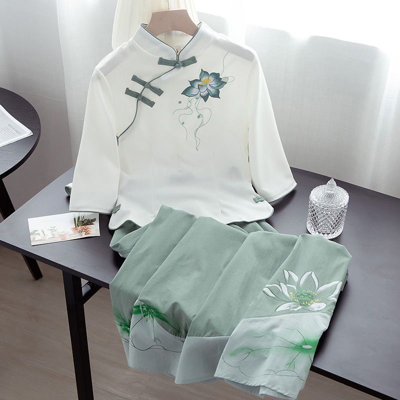 Set Đầm Sườn Xám Cách Tân Phong Cách Trung Hoa Thời Trang Mùa Xuân 2023 Mới