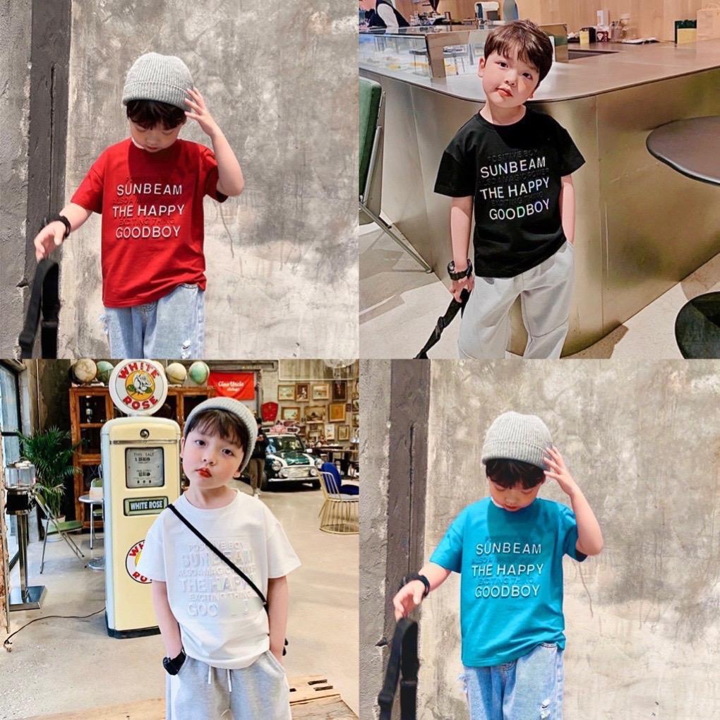 (Size 9-28Kg) Áo thun bé trai in dập nổi chữ GOOD.BOY siêu dê thương