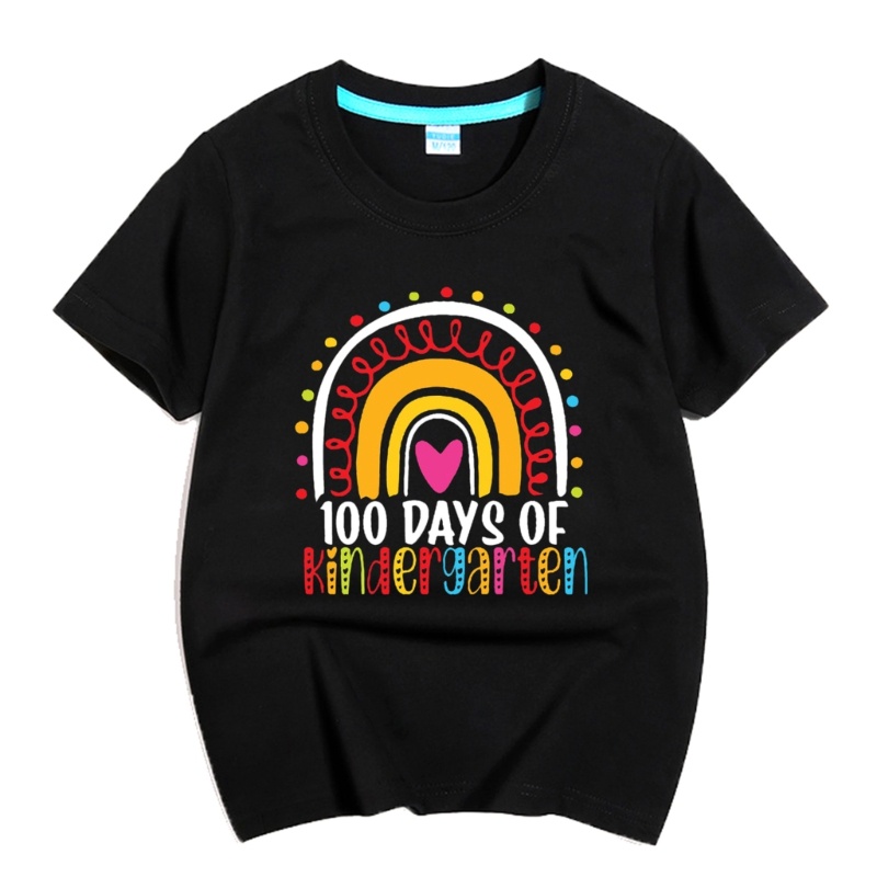 Áo Thun Mùa Hè Tay Cộc Cổ Tròn In Chữ 100 Ngày Cho Bé