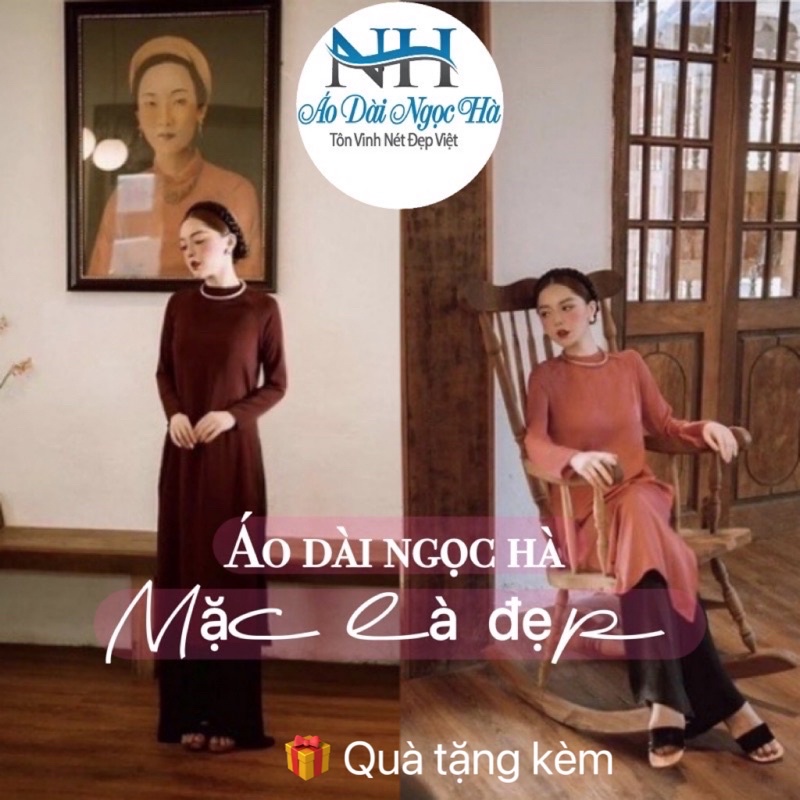 Áo dài Feather dáng suông xưa chất liệu Tây thi cổ tròn ,giá sét áo kèm quần . Mặc chụp ảnh ,đi chơi , đi chùa ,dạy học