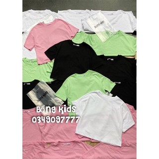 Áo Phông Lửng Bé Gái Basic Trơn GÊ