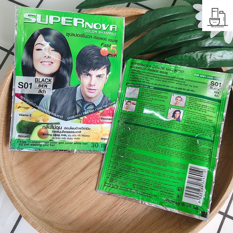 Dầu Gội Nhuộm Tóc Thảo Dược Phủ Bạc Super Nova Màu Đen, Nâu Đồng, Nâu Hạt Dẻ, Nâu Đen  - rose.shop79