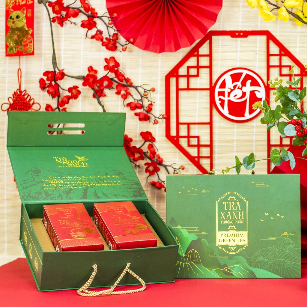 Trà Bắc Thái Nguyên Ngon, Chè Nõn Tôm Thái Nguyên, Trà Xanh Thái Nguyên, Hôp Trà Biếu Nguyên Vị Traf Vina Set 2 Hộp 250G