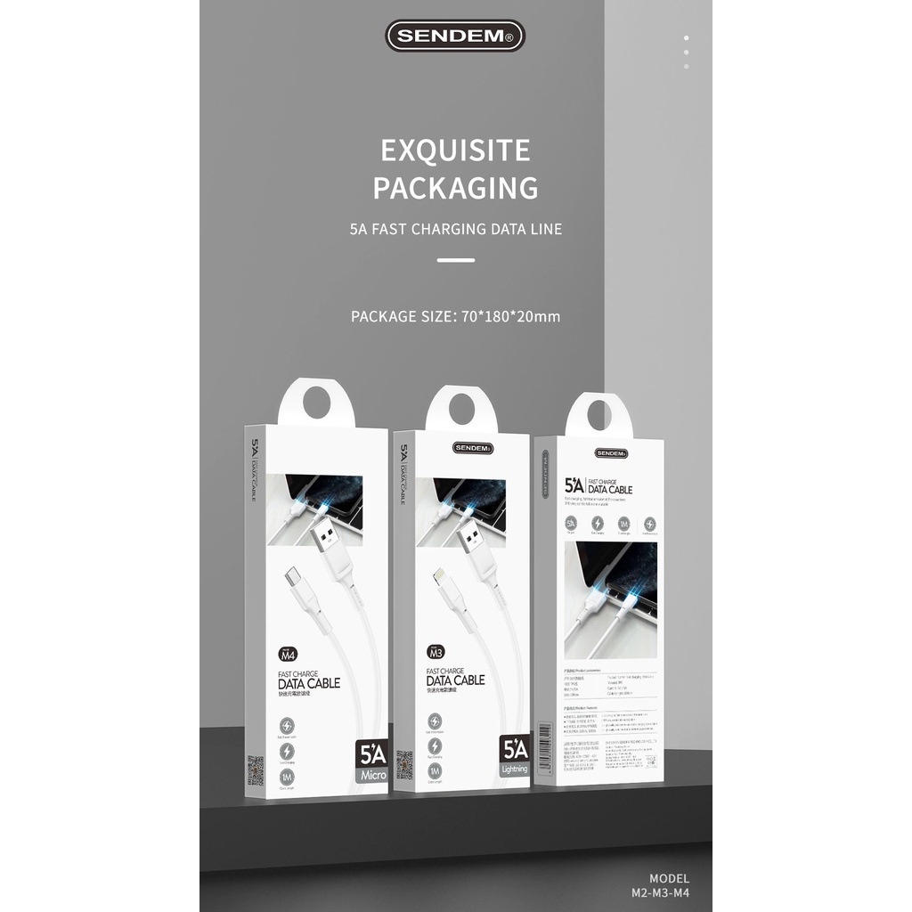 Cáp dữ liệu Sendem M4 5A sạc nhanh thông minh