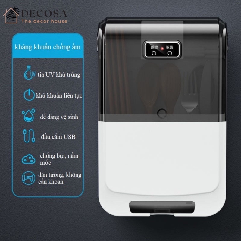 Máy Sấy Khử Khuẩn Đũa Thìa Bằng Tia UV Treo Tường Tiện Lợi.