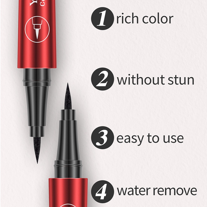 Bút Kẻ Mắt Dạng Lỏng Màu Đen Chống Nước Chống Mồ Hôi Mau Khô Không Lem Vỏ Màu Đỏ
