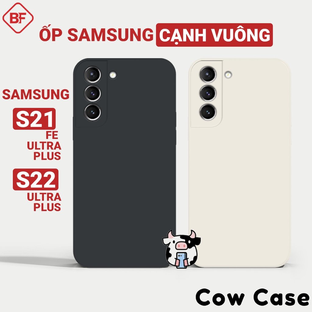 Ốp trơn Samsung S21,S22 Ultra/Plus/Fe cạnh vuông Basefast | Vỏ điện thoại SS galaxy bảo vệ camera toàn diện TRON